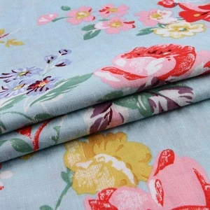 Custom wholesale floral printed linen cotton fabric price per meter