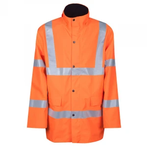 Customize Keep Safe Workwear High Visibility Breathable Waterproof Security Long Jacket Industrial Uniform