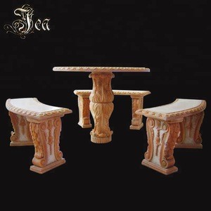 Customized outdoor marble table and chair set