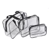 Customized Zipper Unisex 3 pcs Makeup Bags PVC Travel Set Brushes Organizer Transparent Clear Cosmetic Bag