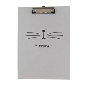 Cute and reusable catty printed custom legal size clipboard with stainless steel metal clamp and pen holder