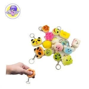 cute animal and food key ring squeeze toy squishy for wholesale