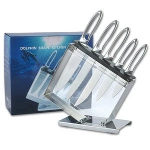 Deluxe jumping dolphin  6pcs stainless steel knife kitchen set