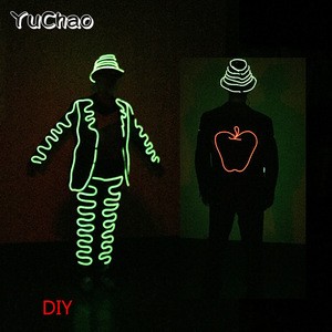 DIY EL wire clothes Light up LED strip costume for party celebration Cosplay led light costume for stage DJ disco dancing