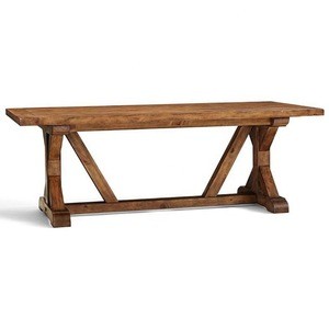 DIY Populas farmhouse solid wood dining table and bench set for home furniture