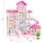 Import Doll House Pink Toys Plastic Material Fashion kids plastic play house DIY doll house play set girls toy from China