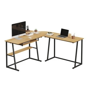 Drop Shipping Working Study PC Table Workstation L Shaped Metal Wood Corner Computer Desk
