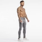 Dropship private labels non-ripped mens jeans denim distressed skinny jeans stretch jeans for men