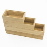 Durable Bamboo Kitchenware Custom Logo Household Kitchen Storage Bamboo Cutlery Tray set 3