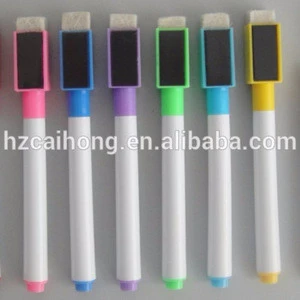 Dustless non-toxic colored whiteboard marker with eraser and magnet ,popular with children,school use marker,CH-5167B