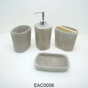 Eco-friendly bath room accessory cement concrete 4pcs bathroom set