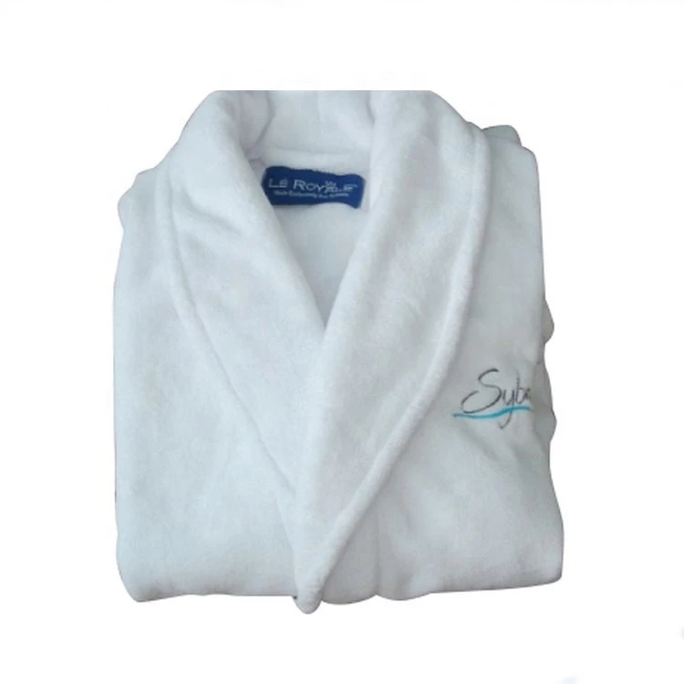 Embroidery Logo Adults Plain Dyed Breathable Velour bathrobe hotel