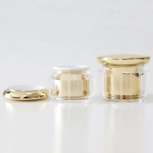 Empty Luxury Gold Acrylic Cosmetic Face Cream Jar Double Wall Container 15g 30g 50g