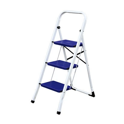 EN14183  safety steel folding wide step ladder with slip resistant steps and feet