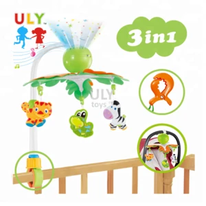 EN71 3 in 1 infant bed bell crib toys musical baby mobile