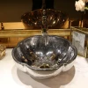 Europe vintage style ceramic sinks counter top wash basin flower shape bathroom sink ceramic bowl wash basin silver