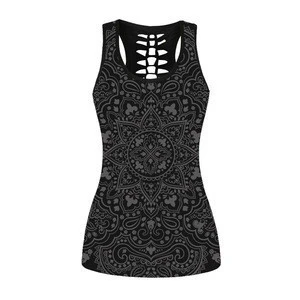 Europe Womens Different Types Workout Tank Tops Gym Fitness 3D Printed Tops Women Clothing Custom