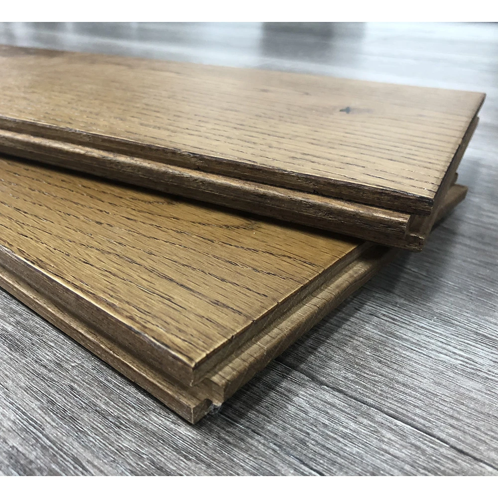 European Oak Antique Smoked Wooden Plank Engineered Timber Hardwood Flooring With Slight Brushed