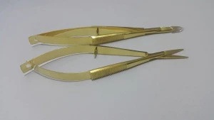 Extra Sharp Gold Plated Stainless Steel Eyelash Scissors