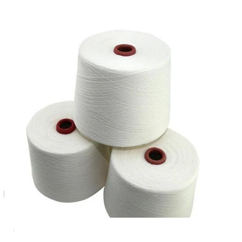 Factory 16s,21s,24s,26s,30s,40s,45s,50s Raw White Spun Polyester Yarn
