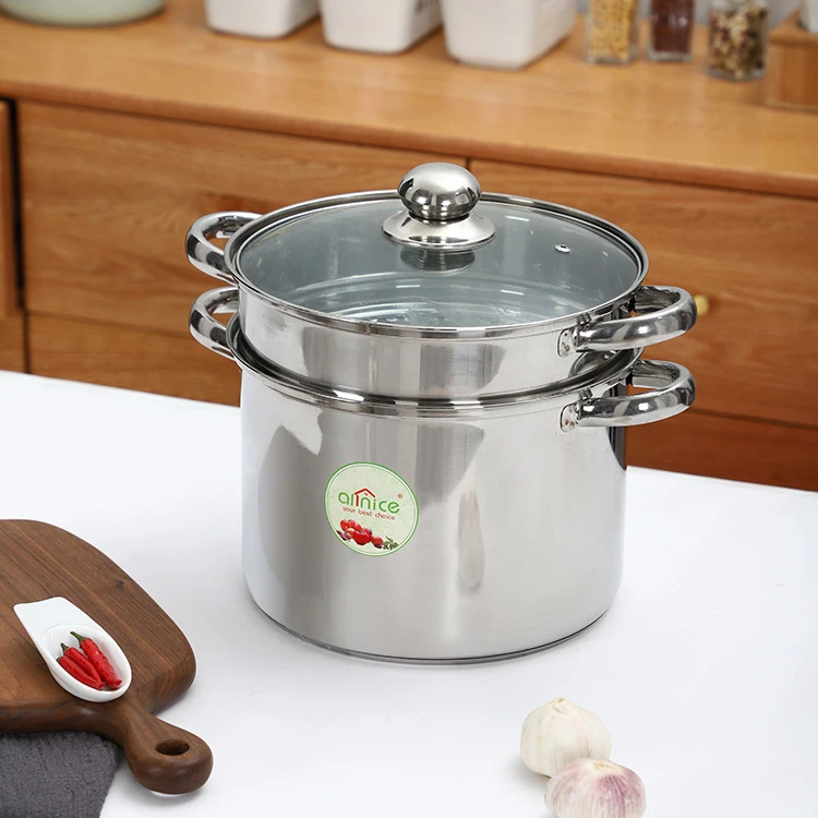Factory cheap wholesale restaurant hot pot double layer stainless steel soup pot with clamp