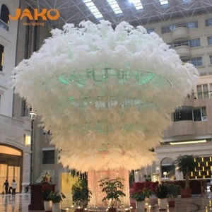 Factory custom hotel lobby chandelier hand made Branch LED pendant lamps Feather Rime light in Intercontinental hotel Harbin