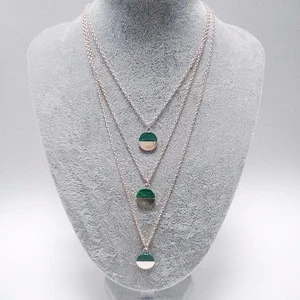 Factory direct delicate malachite natural stone necklace multi layered alloy pendant necklace for women