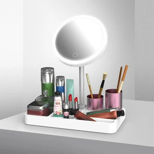 Factory Handheld Vintage Folding Storage Beauty Makeup Mirror with LED