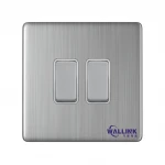 Factory Outlet Brushed Chrome Stainless Steel Black Glass 2 Gang 2 Way Switch Panel On The Wall Uk Type
