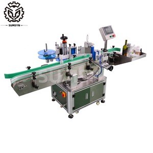 Factory price Automatic round bottle labeling machine for gallon red wine bottle paint bucket pail cans jars labeling
