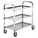 Factory Promotion Knocked-down New Hotel Stainless Steel Food Service Trolley Cart / Custom Strong Two Tiers Dining Cart