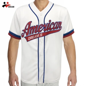 Fashion custom quick dry sublimation printing button baseball t shirt embroidery baseball jersey men baseball wear for sale