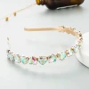 Fashion Shiny Colorful Glass Heart-shaped Metal Hair Band Thin Edge Full Love Heart Crystal Headbands For Women