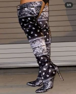 fashion winter ladies high heels shoes  bandana long women thigh high heels boots