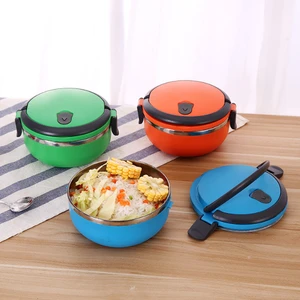Fashionable Round Shape PP And Stainless Steel Food Storage Container Bento Lunch Box