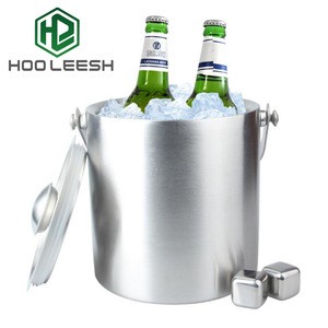 Firm Double-deck Portable 3L Stainless Steel Ice Bucket with Lid