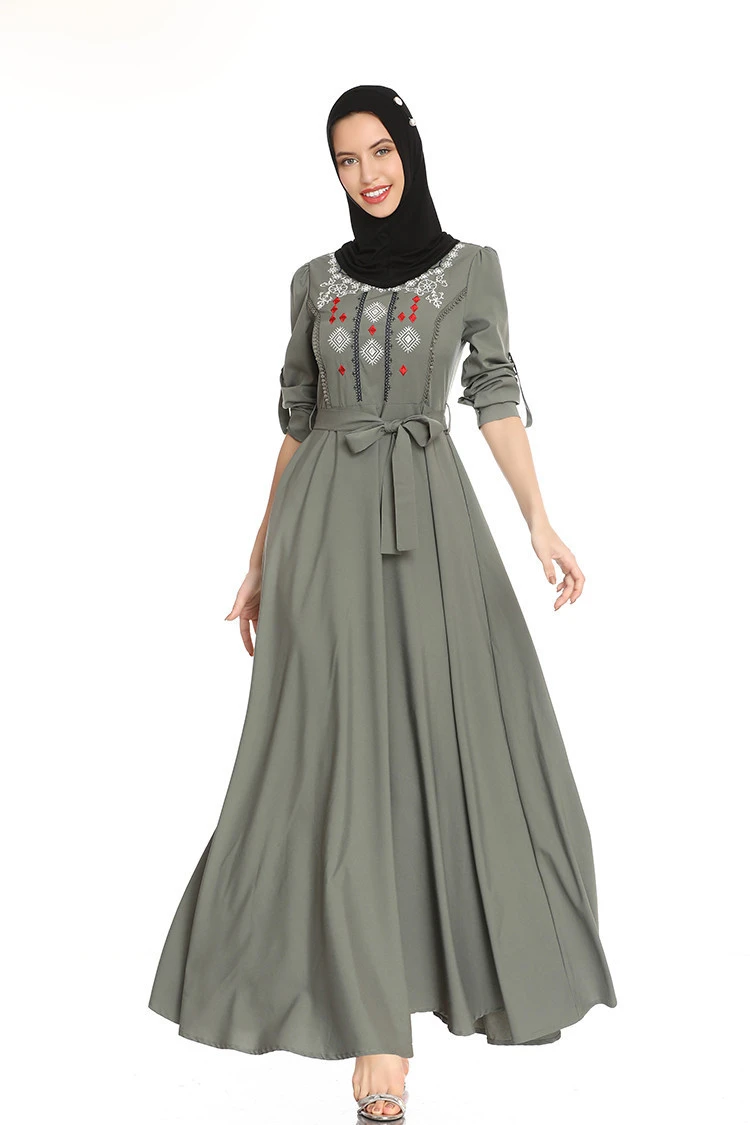 Foma Dresses 2022 islamic clothing muslim women long abaya dress fashion ladies embroidered national maxi dress