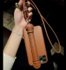 for iPhone 12 case Crossbody Chain Handbag Purse necklace strap or Wrist Strap pu Leather Case Cover with hand strap holder