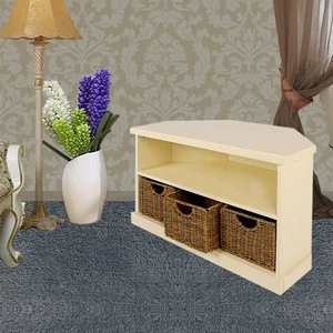 French Countryside Promotional Seagrass Storage Corner TV Stand