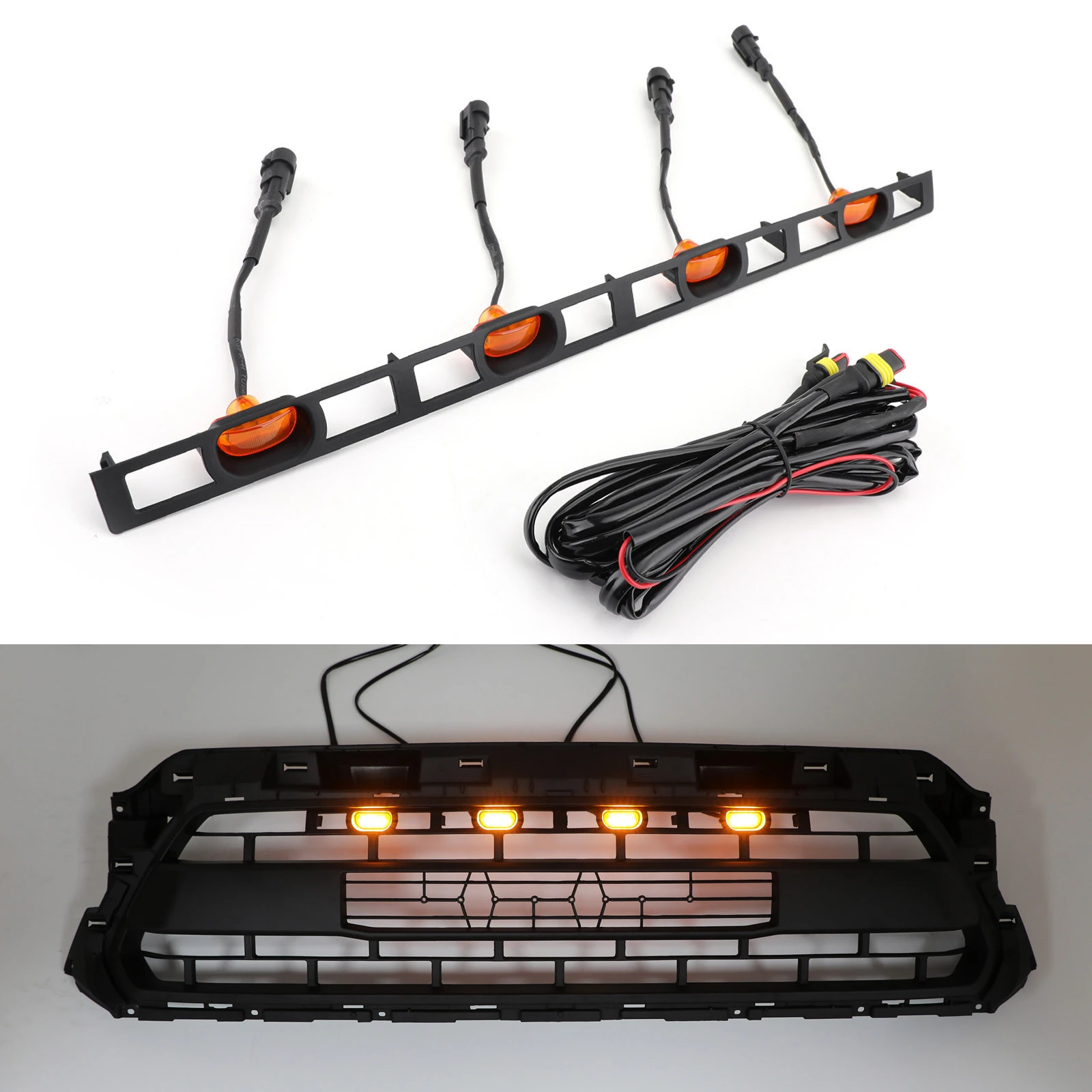Front Grill Grille 4 LED Lights with Frame for Toyota Tacoma 2012-2015 PTR54-35150 Amber