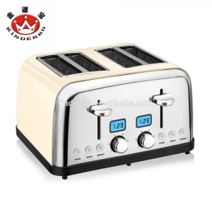 Full Stainless Steel 4 Slice Multi-functional Bread Toaster