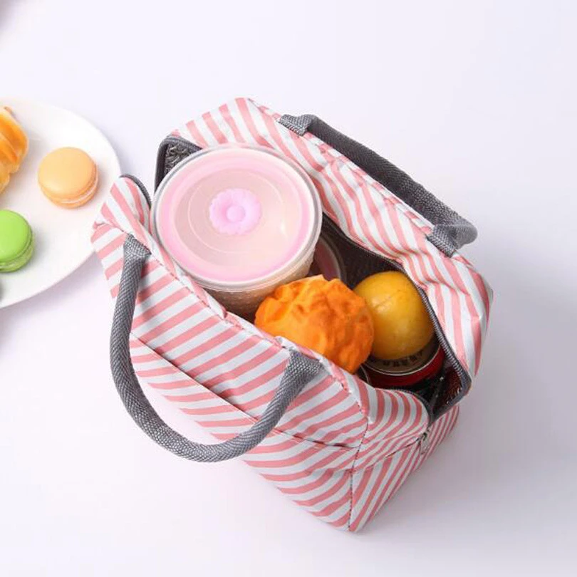 Functional Pattern Cooler Lunch Box Portable Insulated Canvas Lunch Bag Thermal Food Picnic Lunch Bags For Women Kids