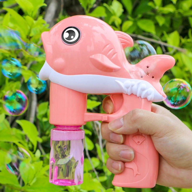 Funny toys dolphin electric bubble gun  automatic bubble blowing toys with light and music