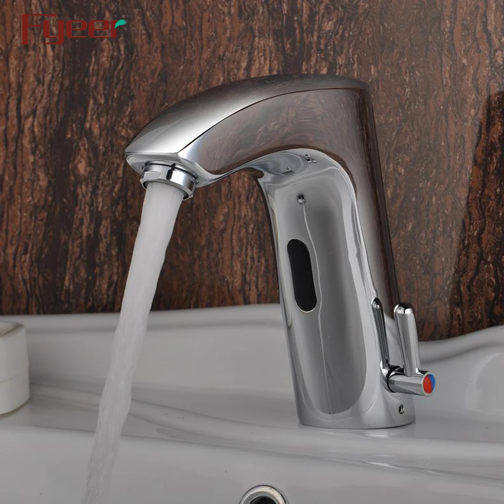 Fyeer Factory Hot Sale Single Handle Touchless Water Saving DC Power Solid Brass Automatic Sensor Faucet