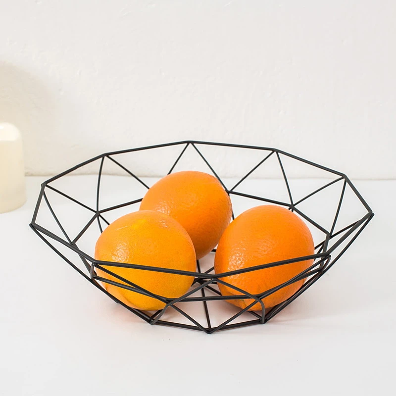 Geometric Vegetable Wire Kitchen Storage Metal Bowl Container Desktop Display Fruit Basket