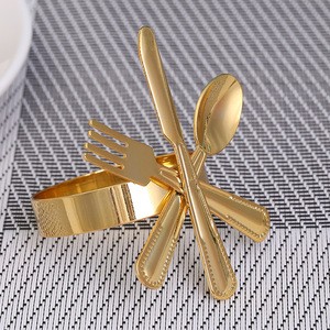 Gold and SIlver Elegant Fork Knife Spoon Set Wedding Napkin Ring Wholesale Home Table Napkin Rings For Wedding Party Decoration