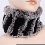 Good Elastic Real Fur Scarf Lady Knitted Rex Rabbit Fur Headbands Girls Natural Rex Rabbit Fur Ring Scarve