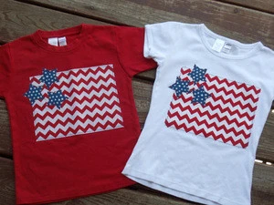 Good Sell Custom Baby&#039;s Kids Party Wear Frocks Cotton T-Shirt American Patriotic Print T Shirt