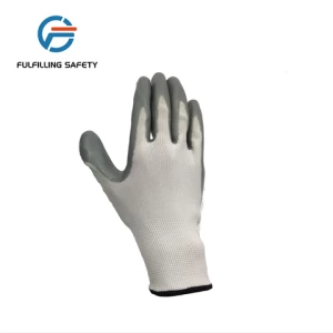 Grey Black Anti Cut Resistant Industri 13g Nitrile Coated Blue Foam Palm Working Gloves