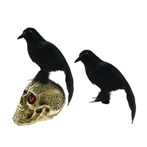 Halloween Black Crow Realistic Feather Crow Artificial Bird Raven Prop Art and Crafts For Halloween Party Decoration Pack 3pcs
